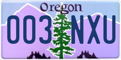 OR license plate 003NXU