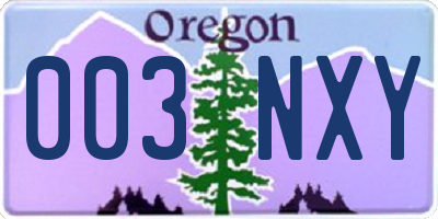 OR license plate 003NXY