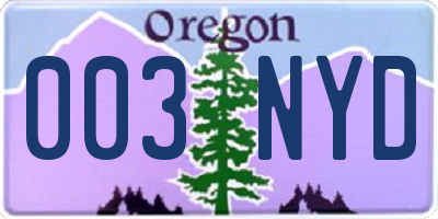 OR license plate 003NYD