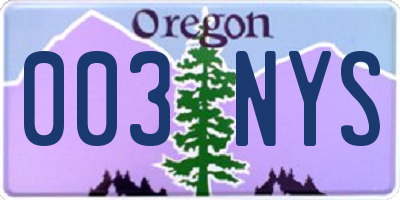 OR license plate 003NYS
