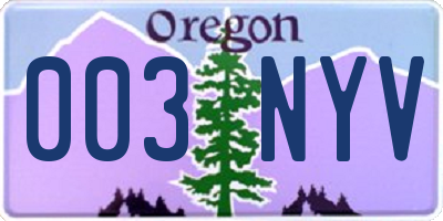 OR license plate 003NYV