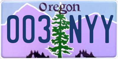 OR license plate 003NYY