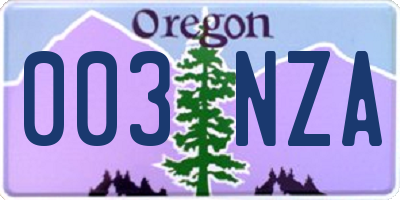 OR license plate 003NZA