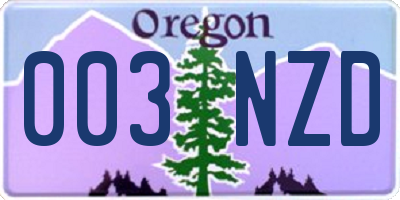 OR license plate 003NZD