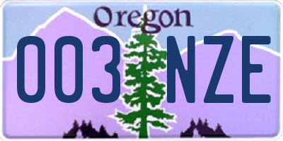 OR license plate 003NZE