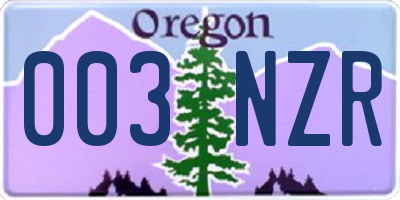 OR license plate 003NZR