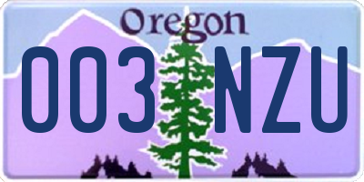 OR license plate 003NZU