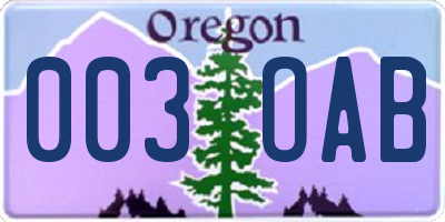 OR license plate 003OAB