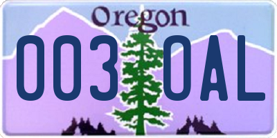 OR license plate 003OAL
