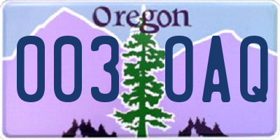 OR license plate 003OAQ