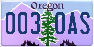 OR license plate 003OAS