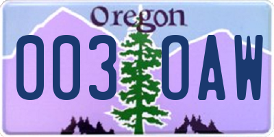 OR license plate 003OAW