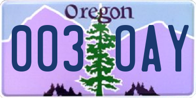 OR license plate 003OAY