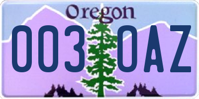 OR license plate 003OAZ