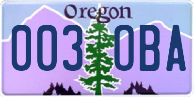 OR license plate 003OBA