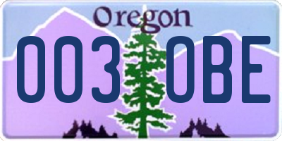 OR license plate 003OBE
