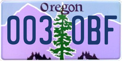 OR license plate 003OBF