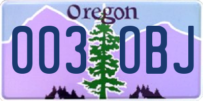 OR license plate 003OBJ