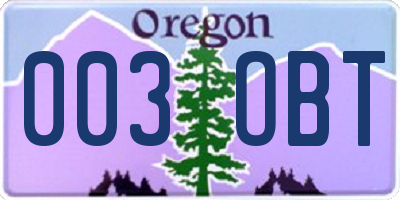 OR license plate 003OBT