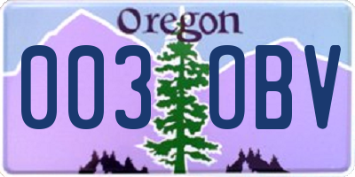 OR license plate 003OBV