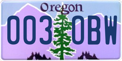 OR license plate 003OBW