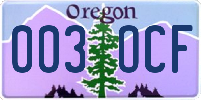 OR license plate 003OCF