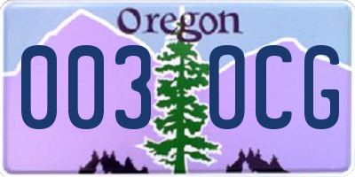 OR license plate 003OCG