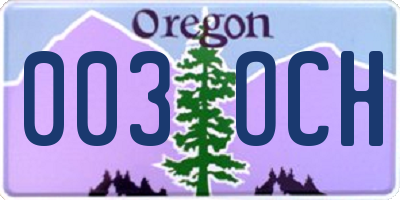 OR license plate 003OCH