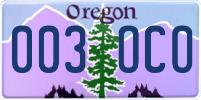 OR license plate 003OCO