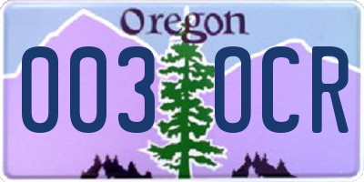OR license plate 003OCR