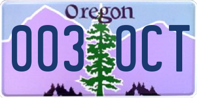 OR license plate 003OCT