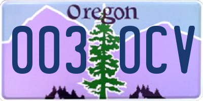 OR license plate 003OCV