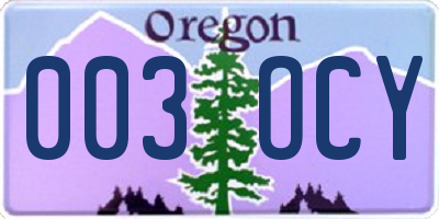 OR license plate 003OCY
