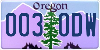 OR license plate 003ODW