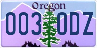 OR license plate 003ODZ