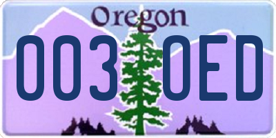 OR license plate 003OED