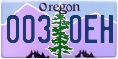 OR license plate 003OEH