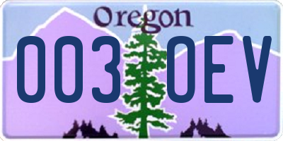 OR license plate 003OEV