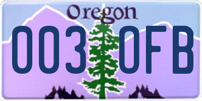 OR license plate 003OFB