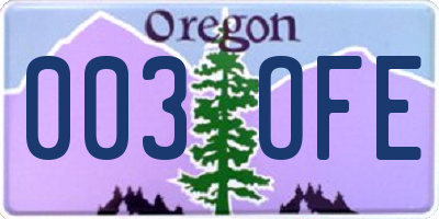 OR license plate 003OFE