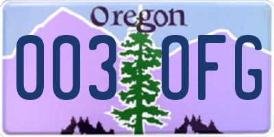 OR license plate 003OFG