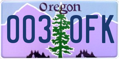 OR license plate 003OFK