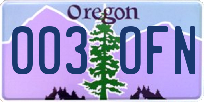 OR license plate 003OFN