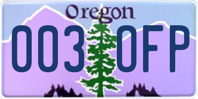OR license plate 003OFP