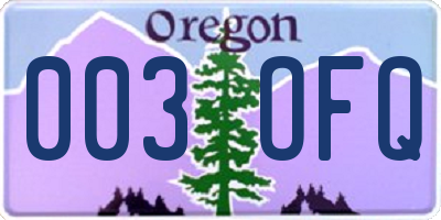 OR license plate 003OFQ