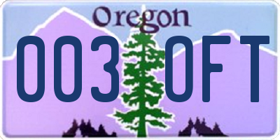 OR license plate 003OFT