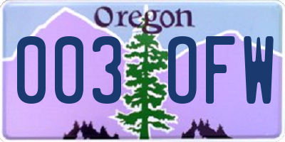 OR license plate 003OFW