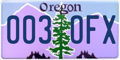 OR license plate 003OFX