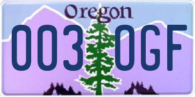 OR license plate 003OGF