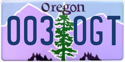 OR license plate 003OGT